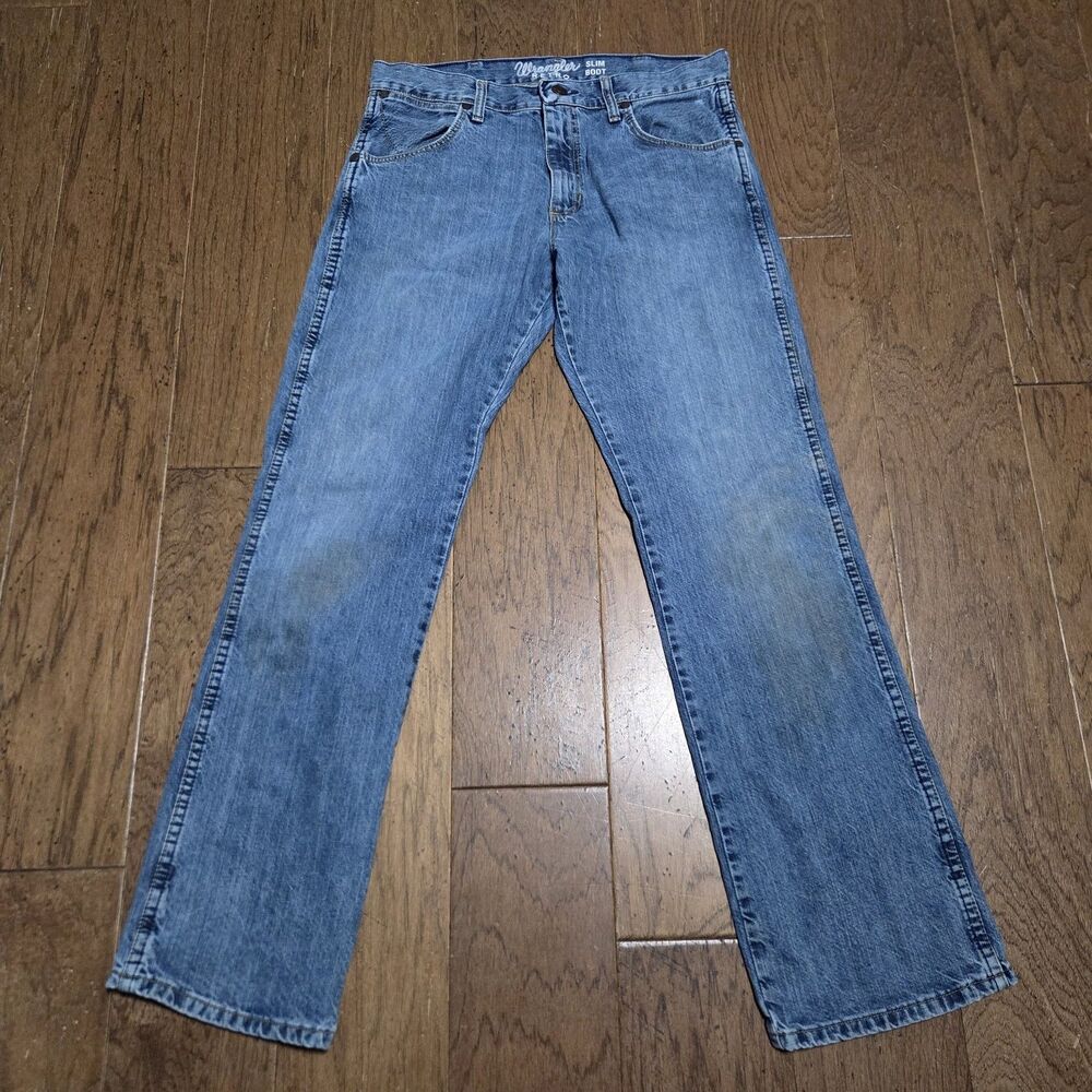 Wrangler Retro Slim Boot Blue Jeans Western Cowboy Mens 32x32 Bootcut Ranchwear